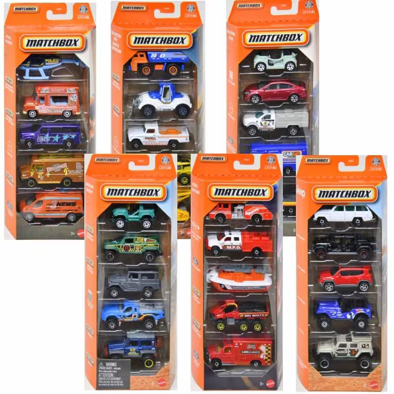 Mattel Matchbox 5-PACK (Bundle of Two, Contains total 10 cars) 1:64 Cars Assortment (Styles will
