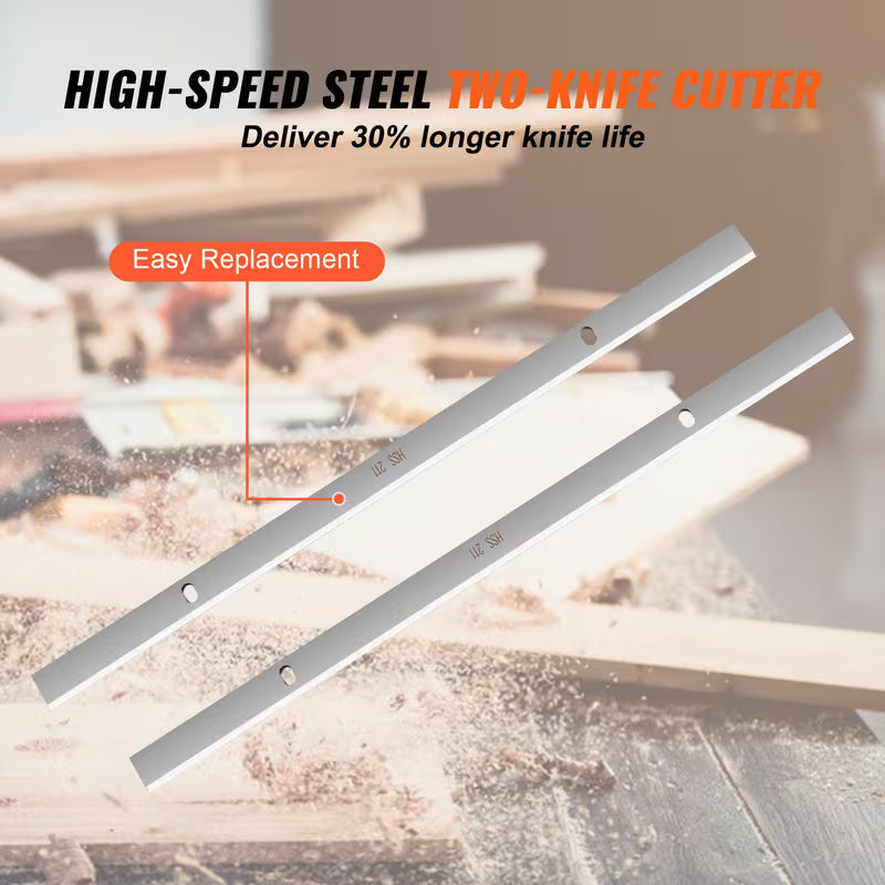 VEVOR Thickness Planer, Single Speed, 13" Width Worktable Benchtop Planer, Double-Blade