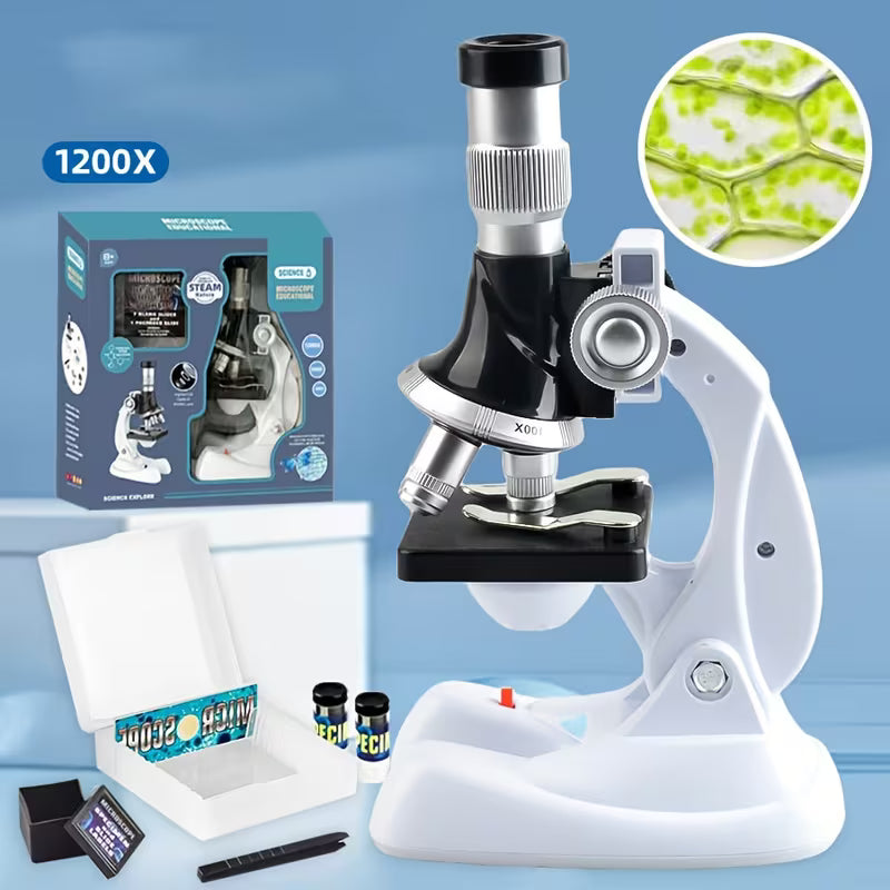 TONAPEETO Youngsters' 1200X HD Handheld Microscope Kit with LED Light