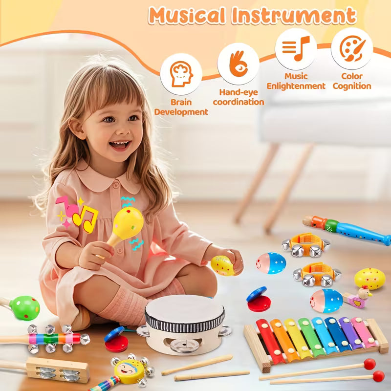 Wooden Percussion Drum Toy Set for Music Instruments