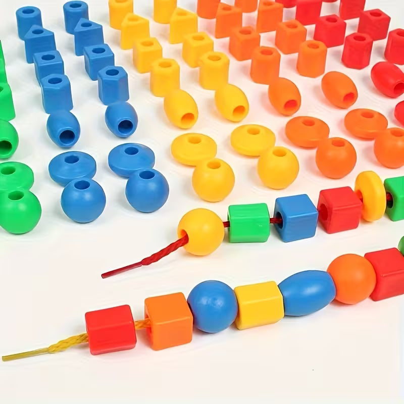 28-Piece Beaded Toy Set 25 Beads + 3 Ropes Beaded Toy Plastic