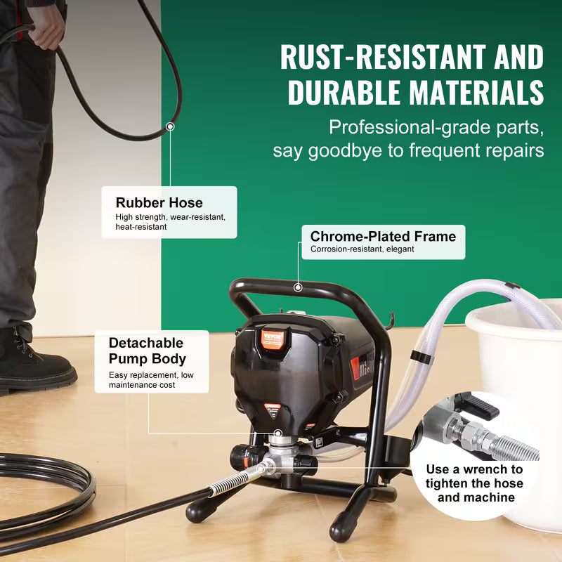 VEVOR Stand Airless Paint Sprayer, 3000PSI 750W Efficient Electric Airless Sprayer