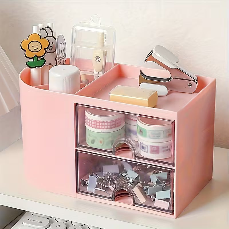 Mini 2-Drawer Desktop Organizer Set, Plastic