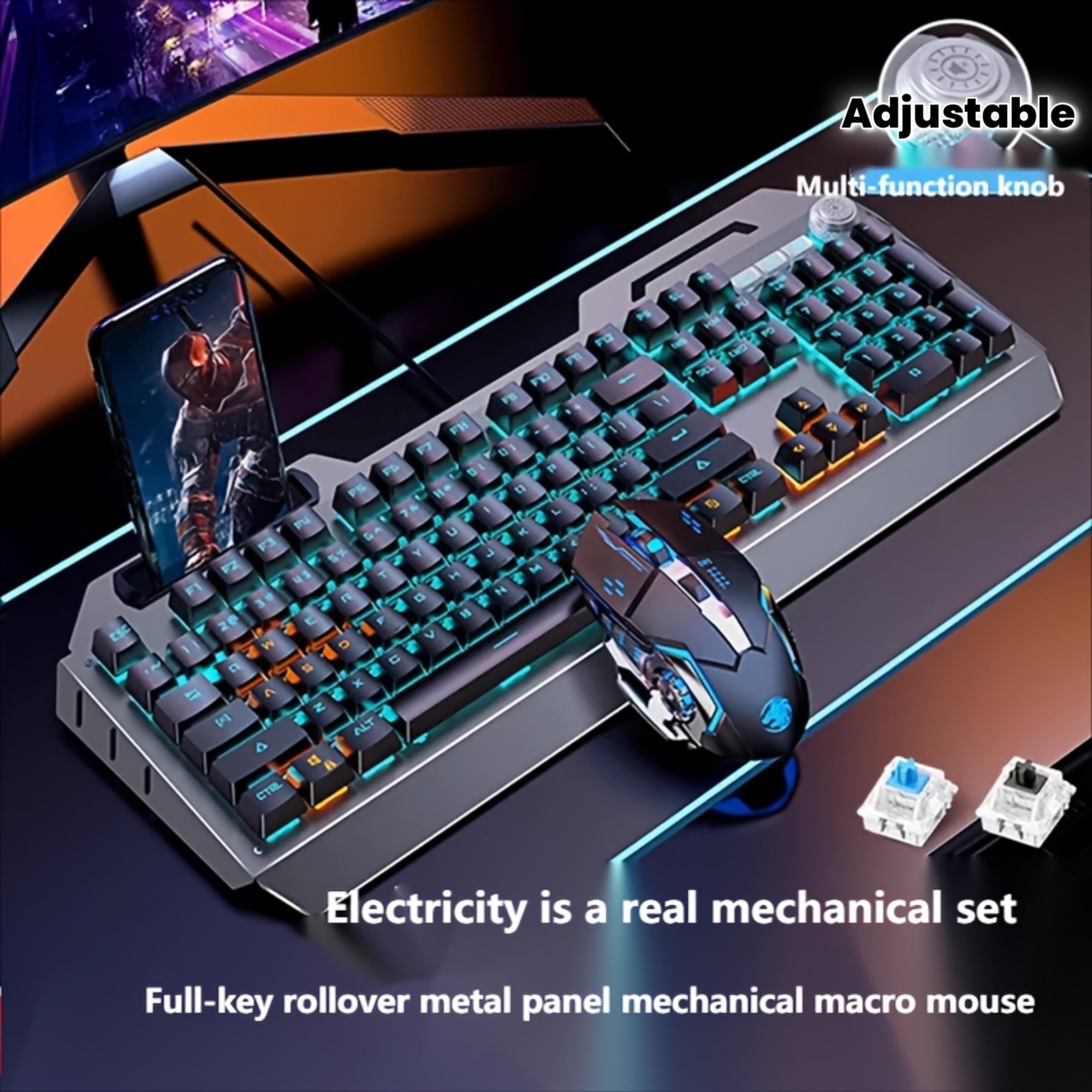 Wired Gaming Keyboard, 104 Keys Full Size, LED Backlight, Ergonomic