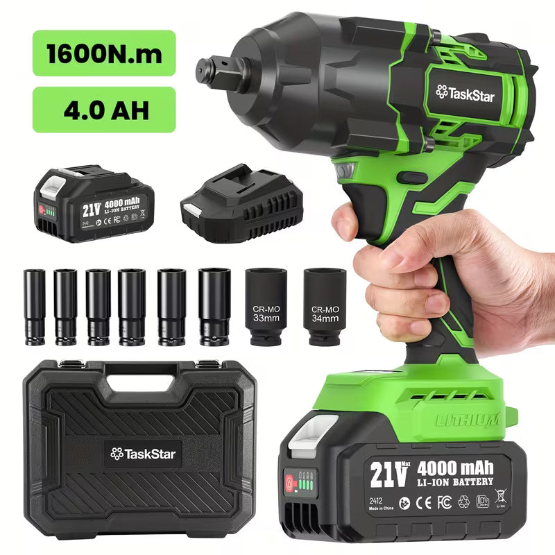 Taskstar 1000N.M (738Ft-Lbs) Cordless Impact Wrench with High Torque