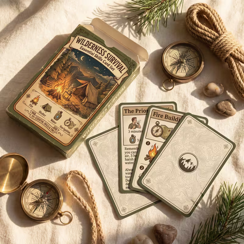 Wilderness Survival Skills Card Set, Essential Outdoor Skill Resource