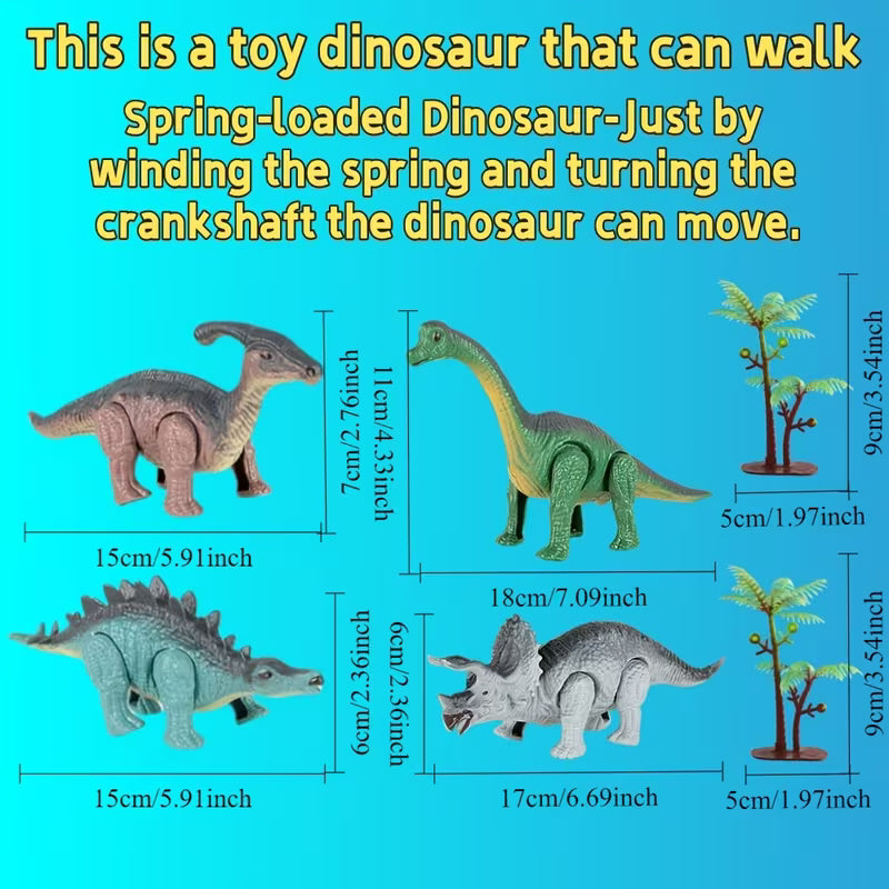 6-Piece Set of Wind-up Walking Dinosaur Toys: T-rex