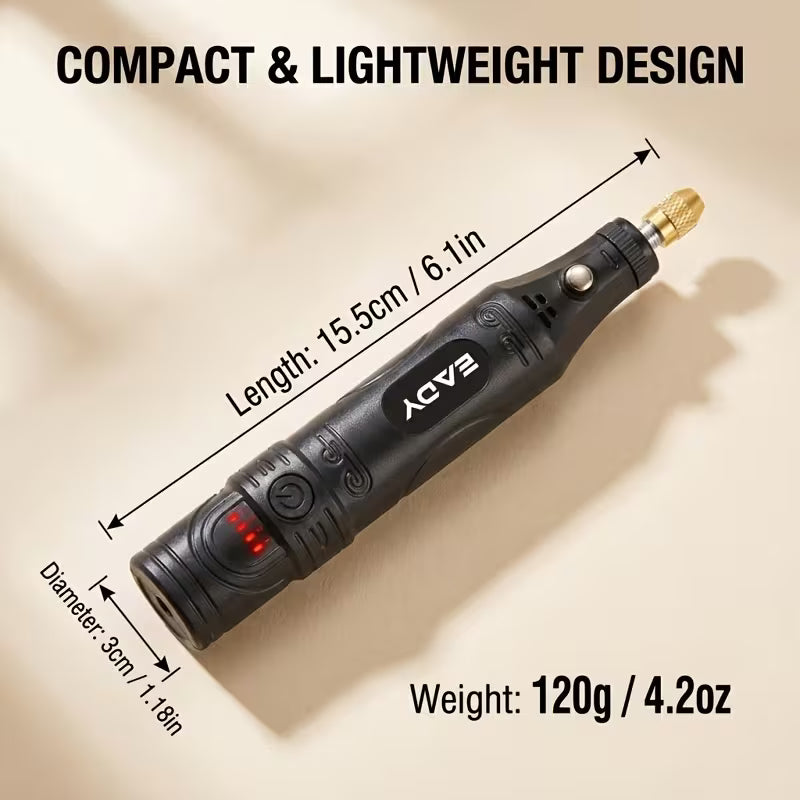 Cordless Mini Rotary Tool, 4-Speed 800mAh Engraver Pen Set, Wood
