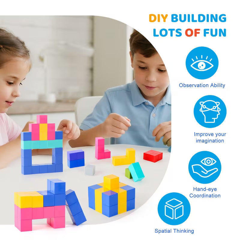 100-Piece Colorful Magnetic Building Blocks and Cubes