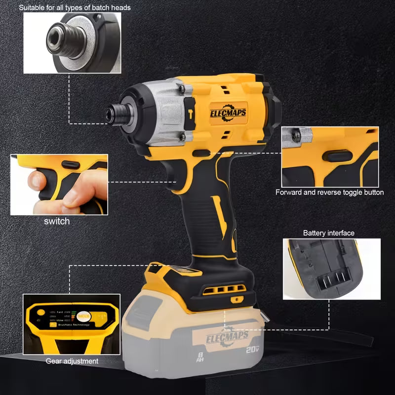 For Dewalt 20V Brushless Power Tool Set, Compact, Including Cordless Drill/Grinder, Screwdriver