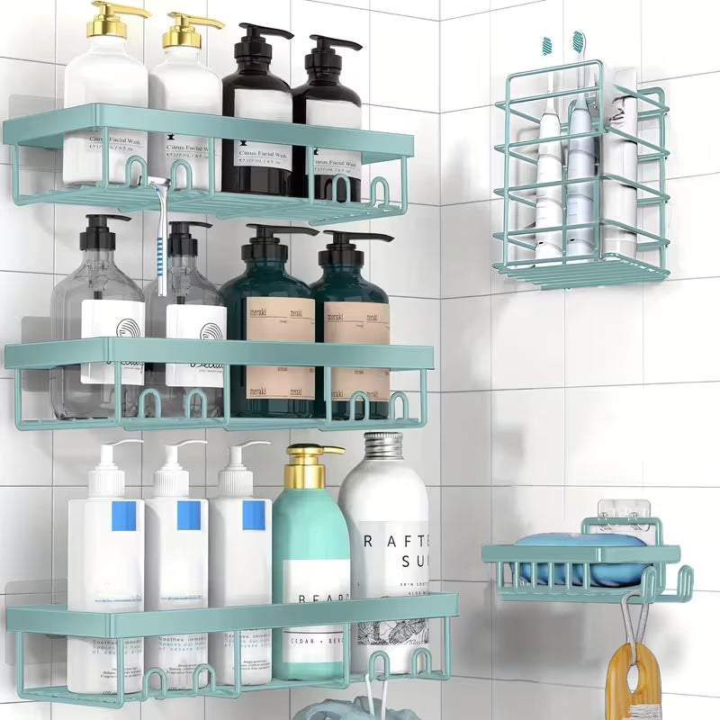 Shower Caddies5 Pack - Adhesive Hanging Shower Shelf - Bathroom Organizers and Storage