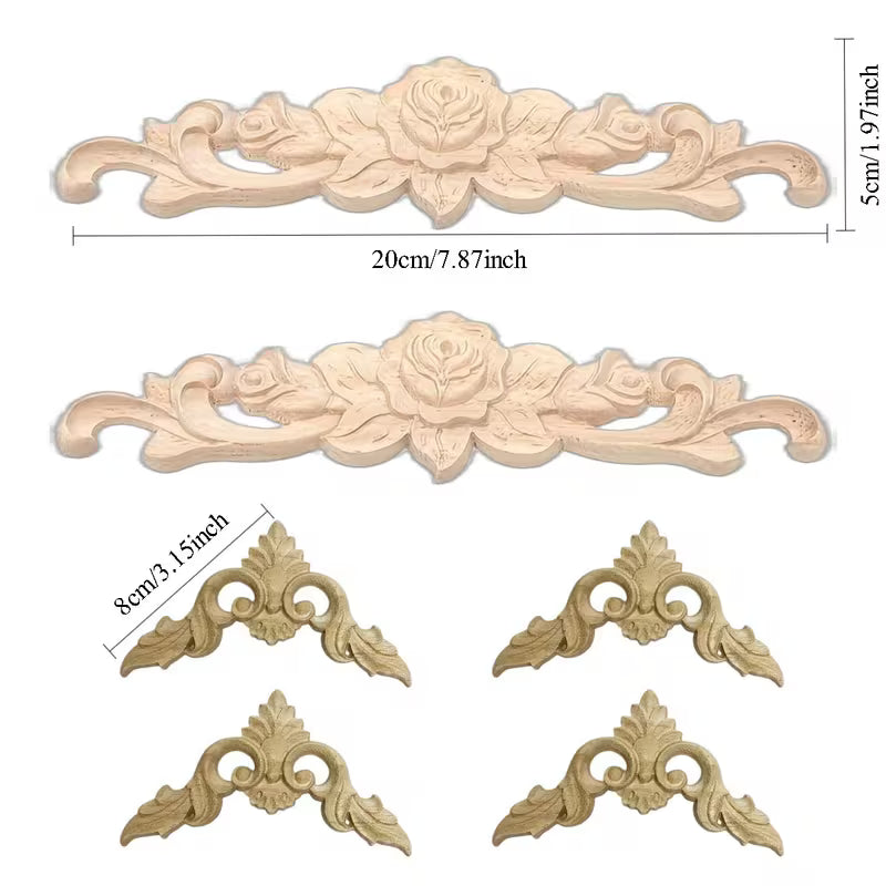 6pcs Set European Style Carved Wood Appliques, Furniture Makeover Decor, Universal Christmas