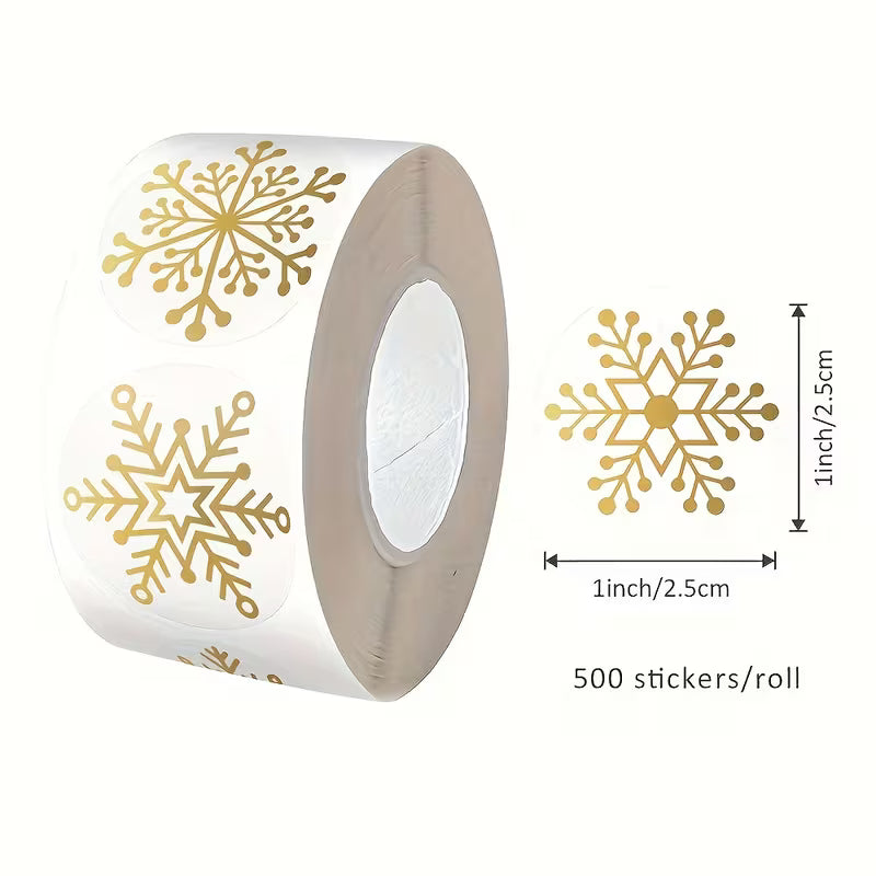 500pcs Snowflake Sticker Roll, Transparent PVC Adhesive Decoration, Suitable for Christmas