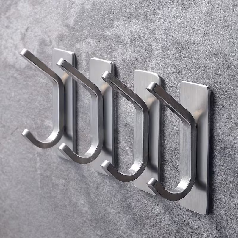 2/4pcs, No Drilling Required, Adhesive Hook, Clothes, Towels, Bath Towels, Bathrobes, Hats, Keys
