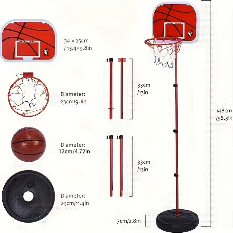 Adjustable Basketball Hoop for Kids Indoor Sports Basketball Ring