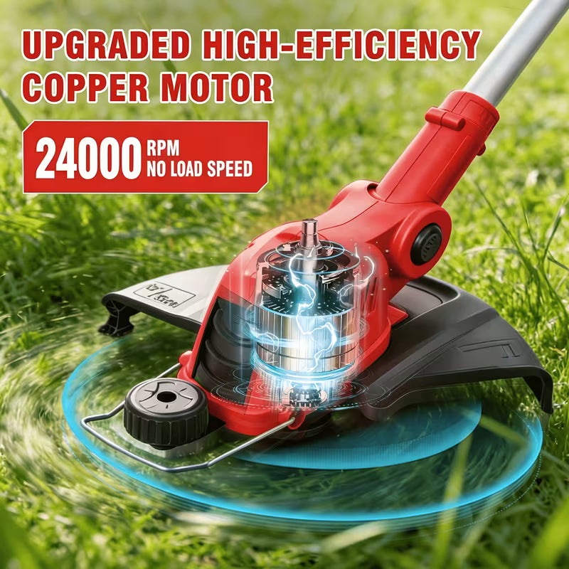 21V 2-In-1 Cordless String Trimmer And Lawn Edger, 90° Rotatable Head with Edging Wheel