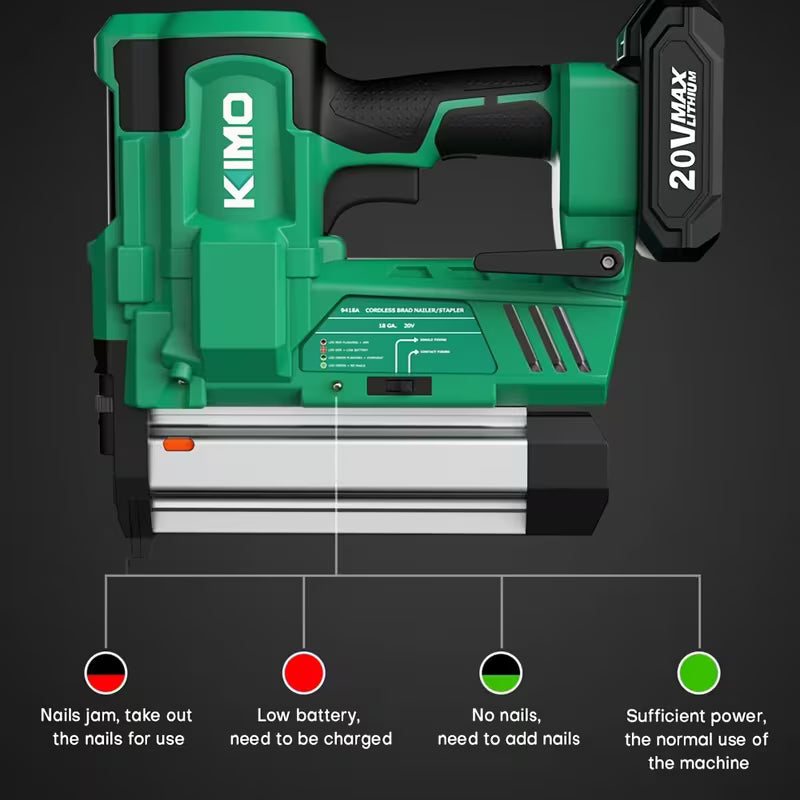 KIMO 18 Gauge Nail Gun Battery Powered W/2 X 2.0 Battery & Charger