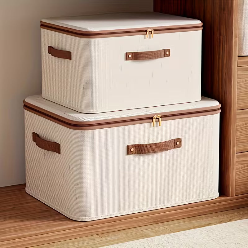 Foldable Linen Storage Box, Leather