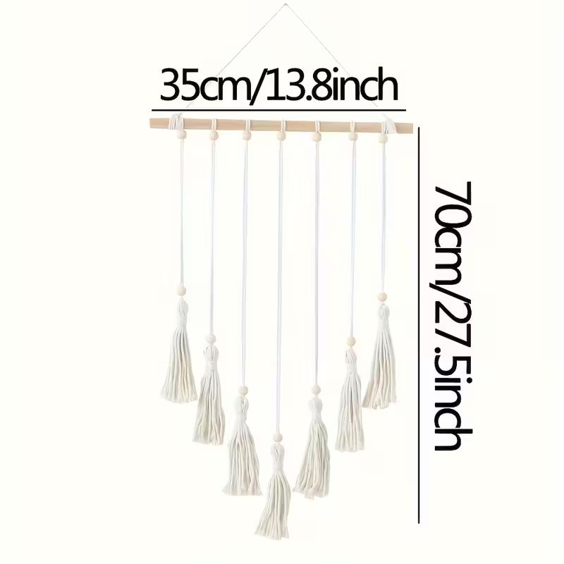 Unique Handwoven Boho Chic Macrame Photo Wall Hanging with Clips - Display for Photos