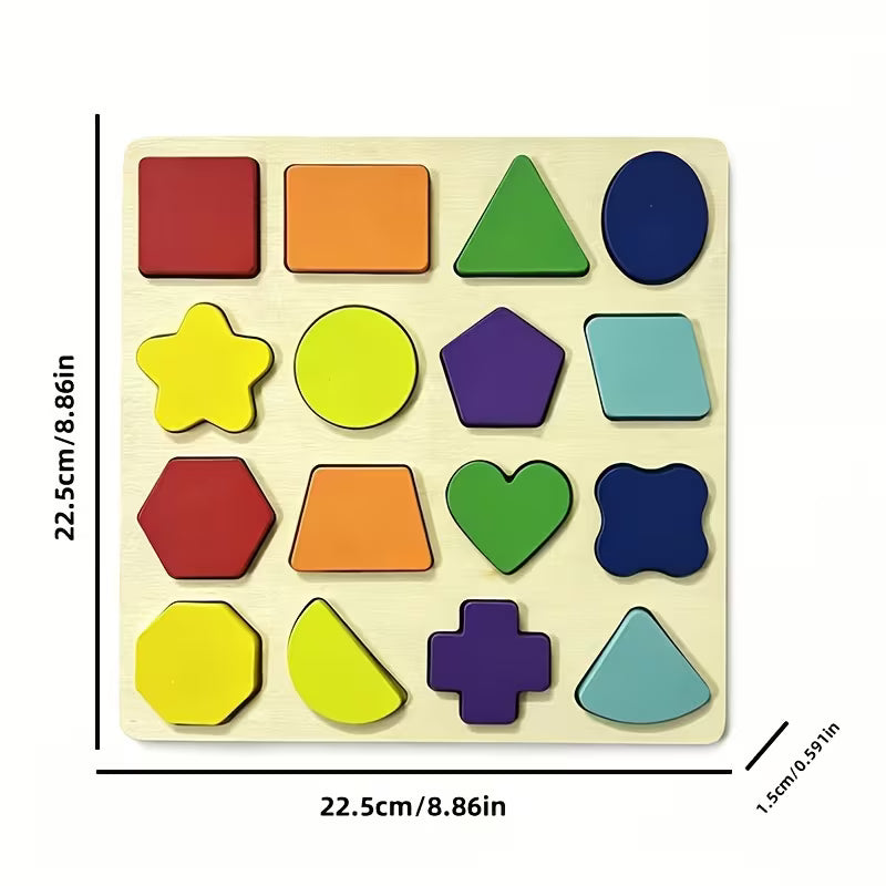 Fun Puzzle Board Paired with Colorful Shape Blocks