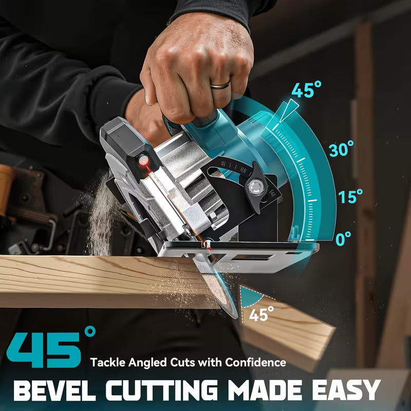 Cordless Circular Saw 7-1/4" 21v Battery, 5000RPM Electric Circular Saw, 7 Blades(24T & 40T)