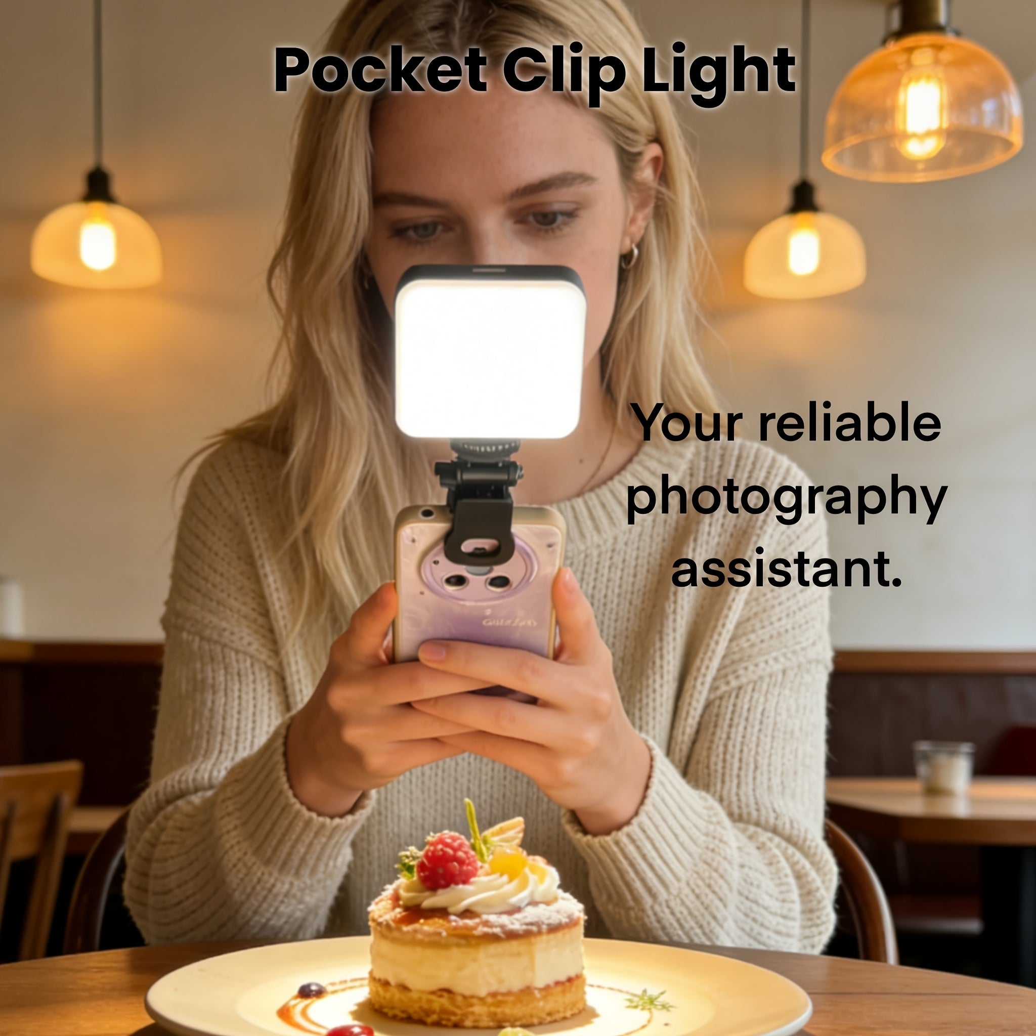 Portable Pocket Light for Outdoor Selfies/Live Streaming/Video Conferencing/Food Photography