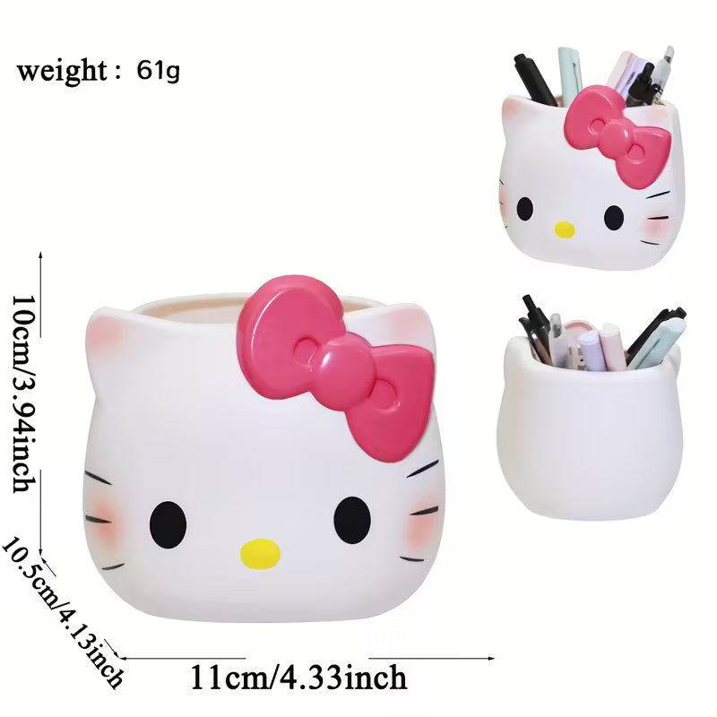 1 Hello Kitty Cute Cartoon Pen Holder, Durable Plastic. Kitty Creative Design Desktop Storage