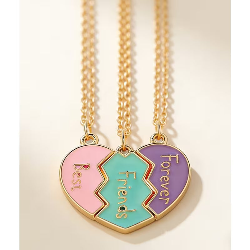 6pcs Sweet Wind Women'S Splicing Love Necklace, Gold-Colored Enamel Necklace Anti-Allergy
