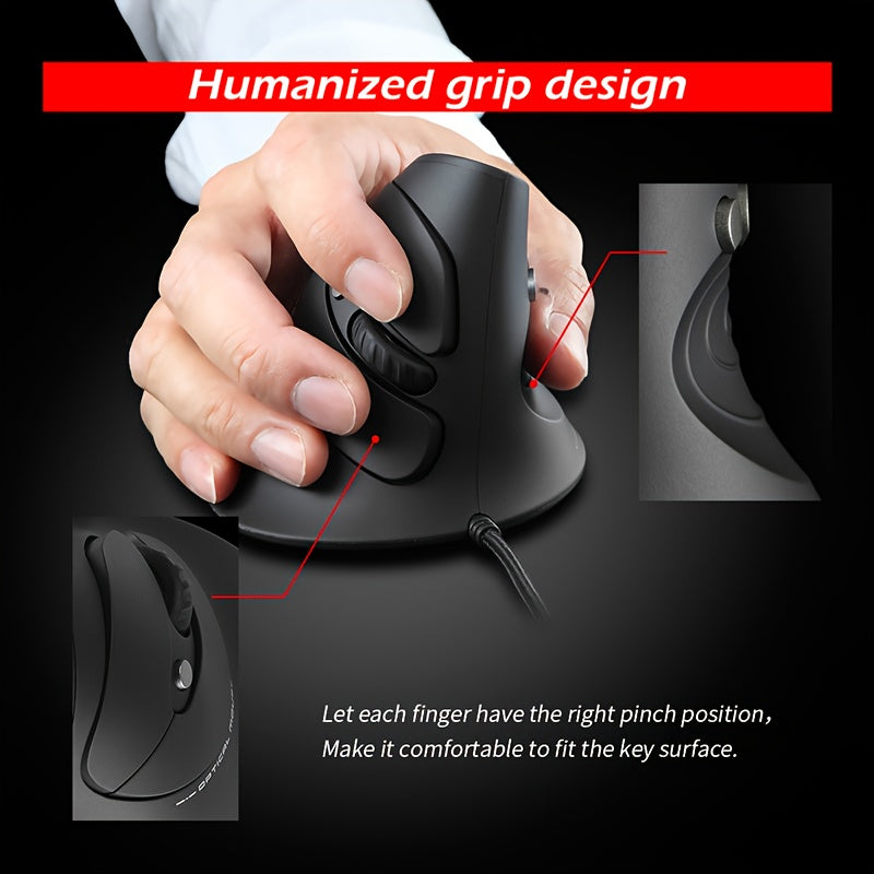 Wired Gaming Mouse with Wrist Support, 3200 DPI 6-Button Ergonomic