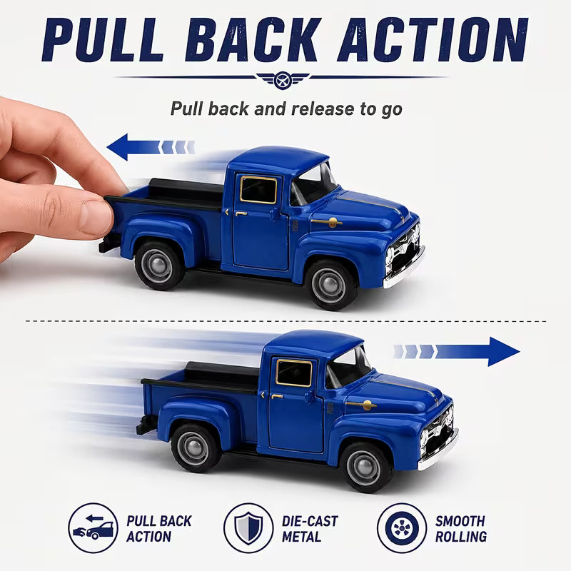 1/38 Scale Vintage Pickup Truck Alloy Toy Car with Dual-opening Doors