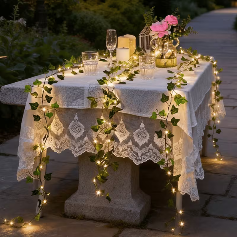 1pc, Artificial Ivy Leaves LED String Lights, 30 LED Vine Twigs and 3m/9.8ft Battery Box LED