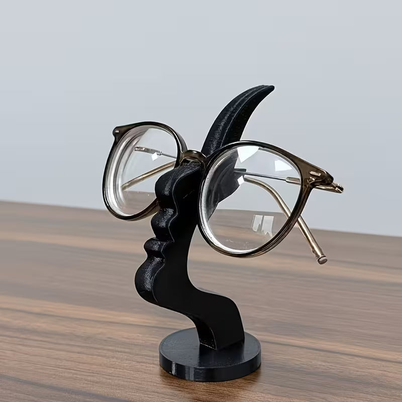 Side-Face Shaped Glasses Stand, Unique Curved Eyeglass Holder, Safe Art Storage Solution