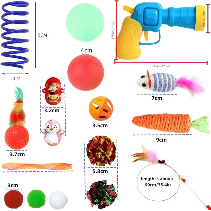15/30/50-Piece Cat Toys Plastic