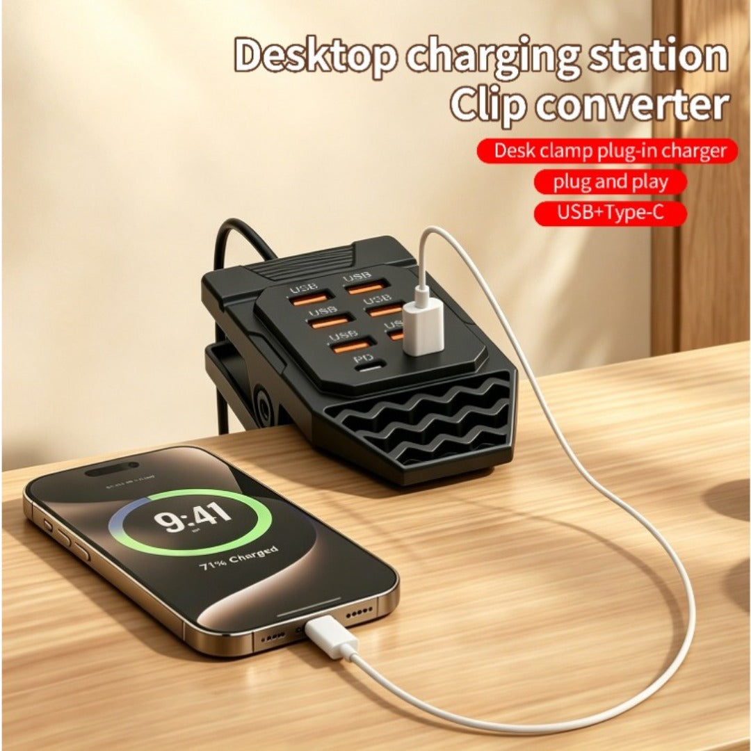 8-in-1 USB Hub with 6 USB-A & 2 PD Type-C Set