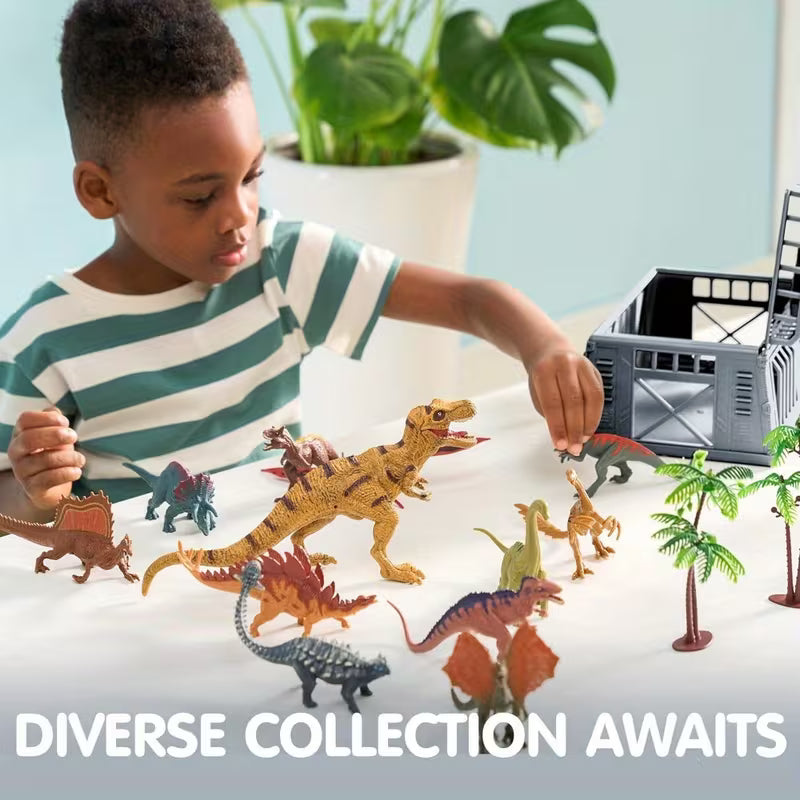 19-Piece Dinosaur Toys for Kids Ages 3+ with Activity Play Mat