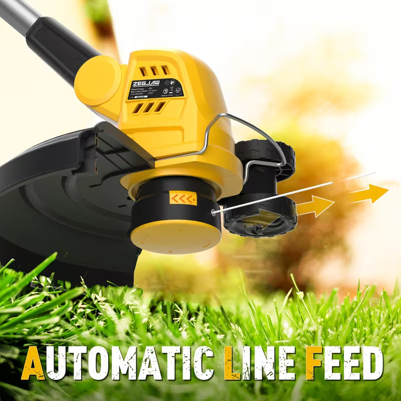 20V Cordless Trimmer And Edger - 12-Inch Battery-Powered Weed Whacker with 8 Replaceable Spool