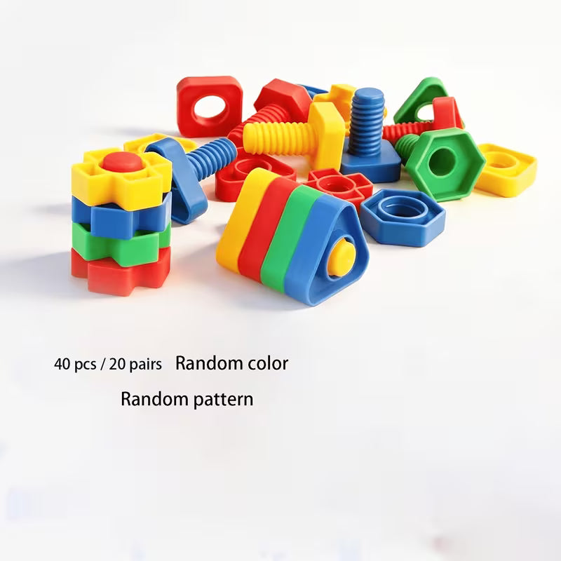 40-Piece/20 Pairs Screw and Nut Building Blocks Toy Plastic