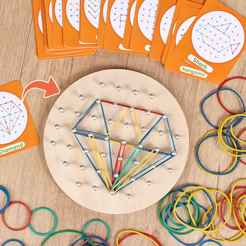 Box of Wooden Round Pegboard Puzzles
