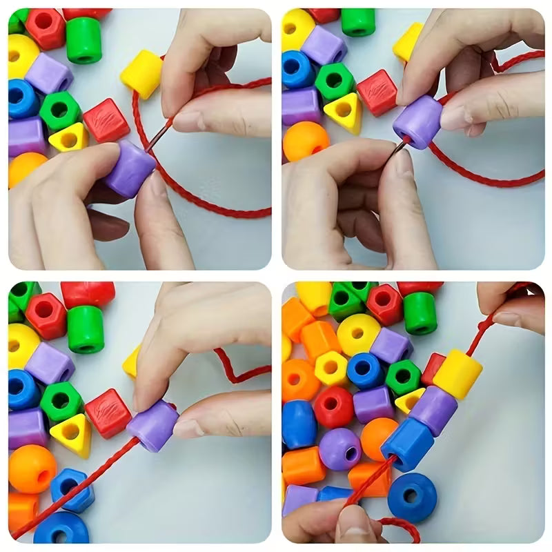 28-Piece Beaded Toy Set 25 Beads + 3 Ropes Beaded Toy Plastic
