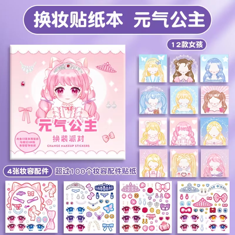 Yligoode Princess Makeup Sticker Facial Sticker Book for Kids