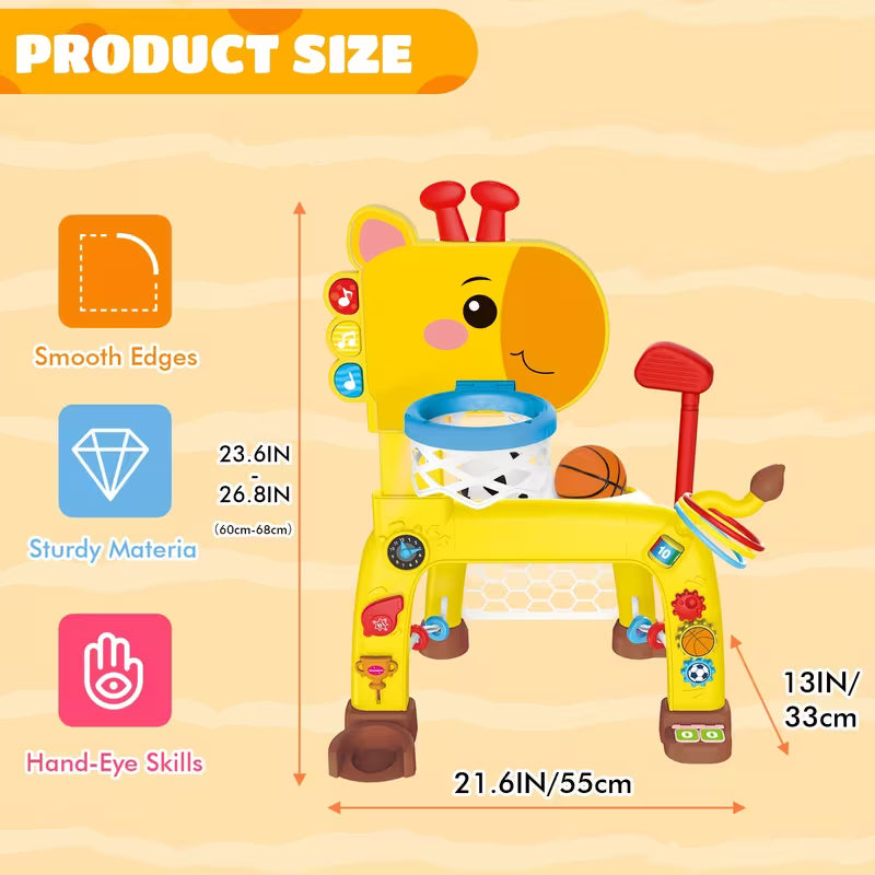Giraffe Basketball Hoop and Soccer Goal Activity Center