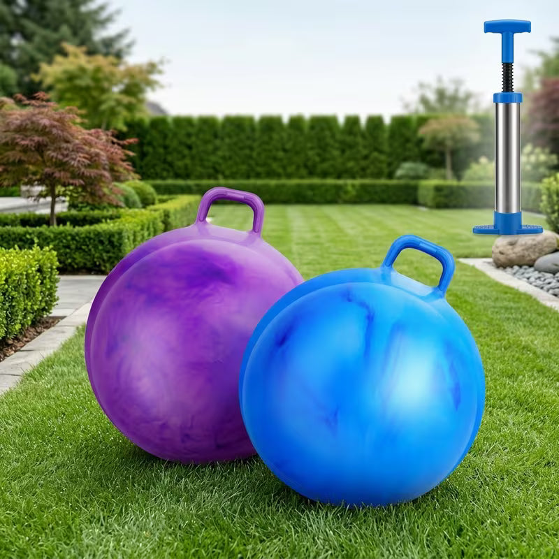 2-Piece 31-inch Big Bouncing Ball with Handle Jumping Hopper Bouncy Ball