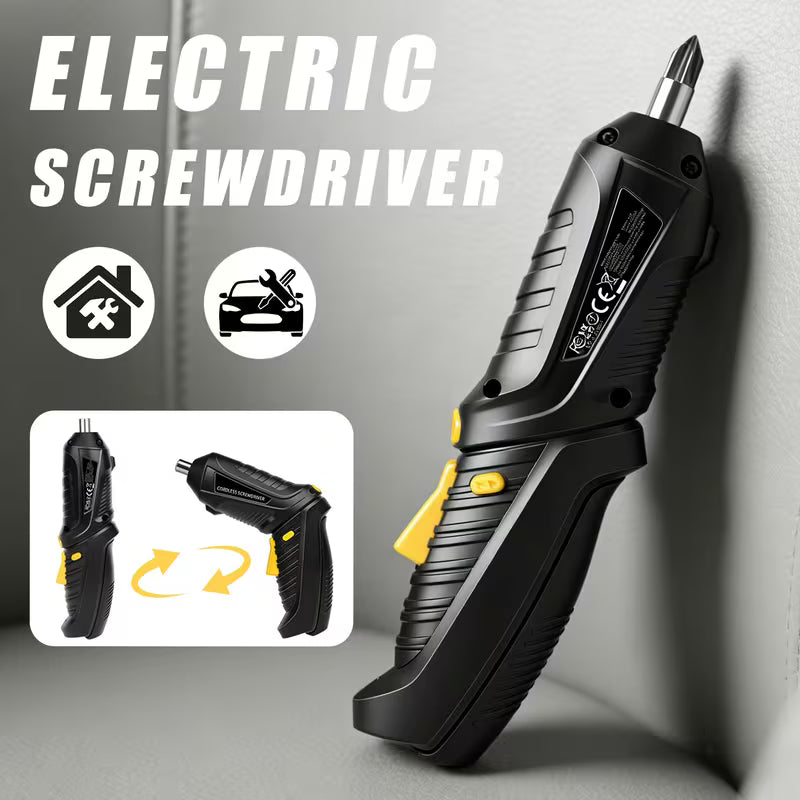 Mini Cordless Electric Drill, Wireless Rechargeable Cordless Screwdriver with LED & Rotating Handle