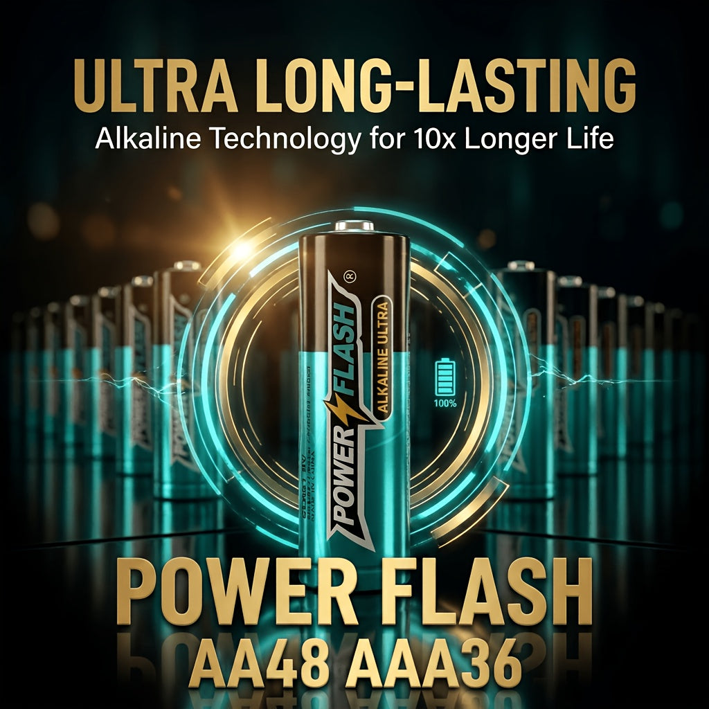 Powerflash 84-Pack AA And AAA Alkaline Batteries 1.5V, Leak-Proof Long-Lasting