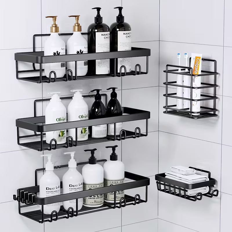 Shower Caddies5 Pack - Adhesive Hanging Shower Shelf - Bathroom Organizers and Storage