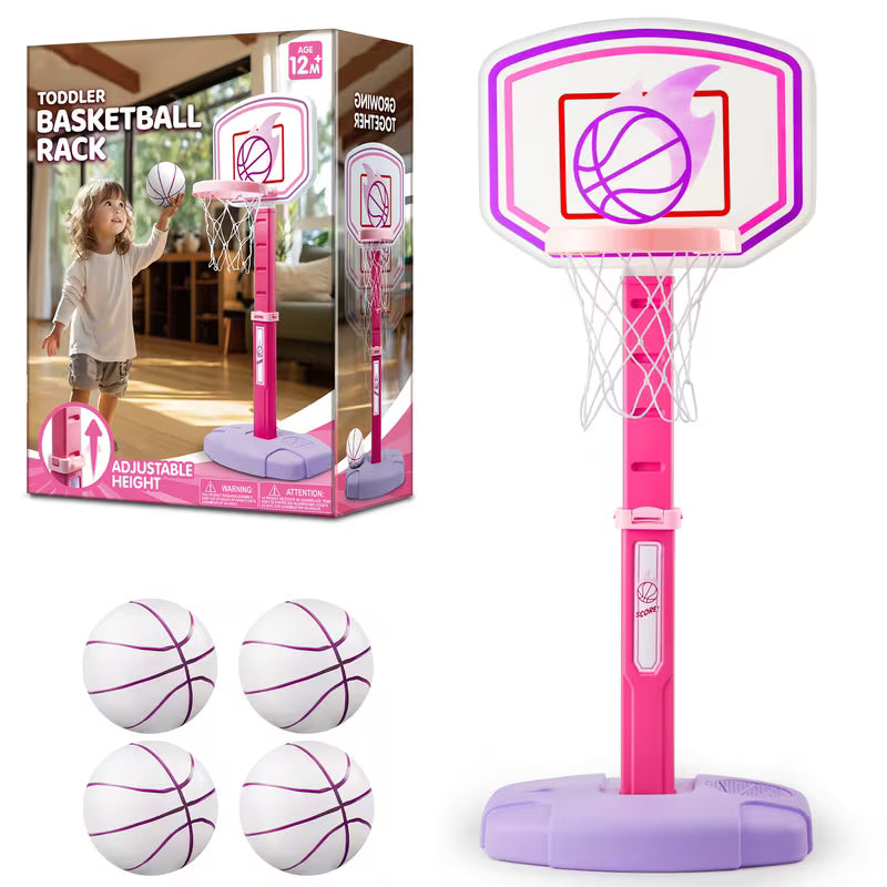 Toddler Basketball Hoop Adjustable Height Kids Basketball Goal with 4