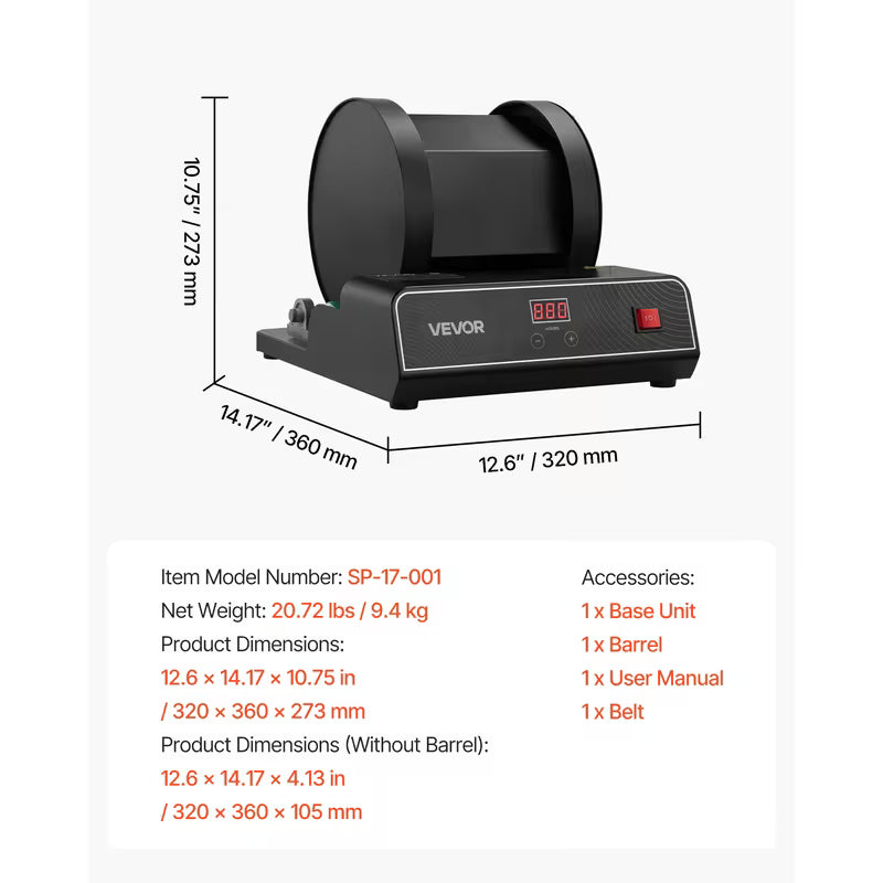 VEVOR Rock Tumbler Kit, 17 lbs Rock Polishing Kit