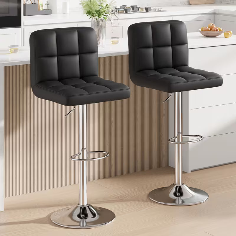 Set of 2/4 Bar Stools! These Adjustable PU Leather Swivel Stools Feature a Modern Design
