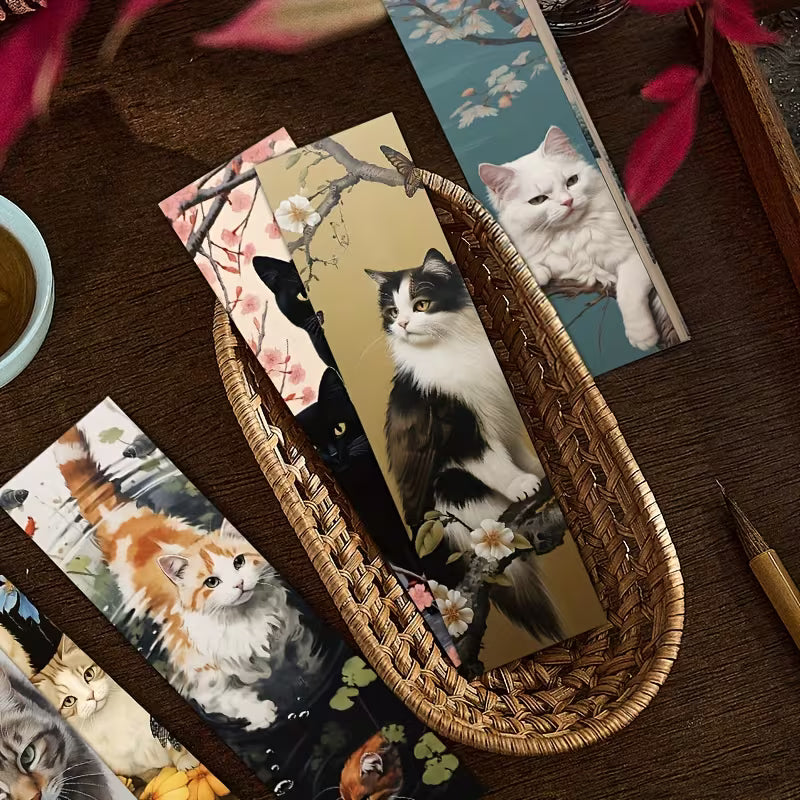 Cute Cartoon Cat Bookmarks - Artistic Graffiti Style, Practical Set