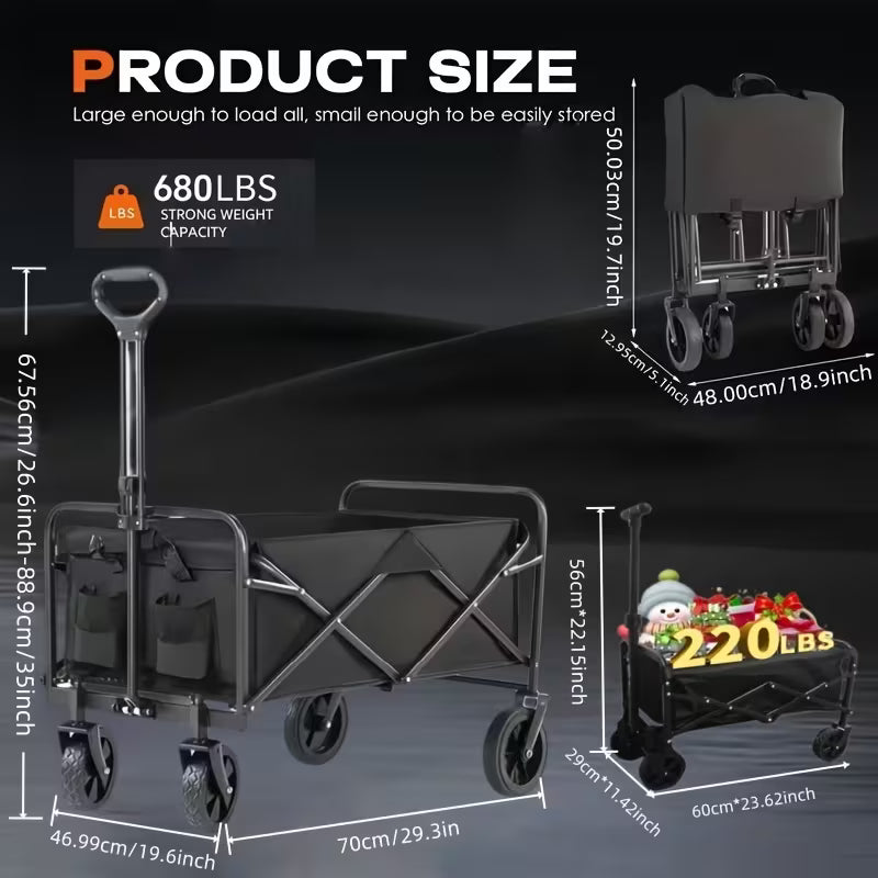40LBS/220LBS/450LBS/550LBS/680LBS All Terrain Heavy Duty Folding Cart, Camper Suitable